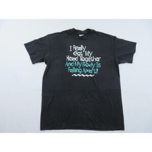 I Finally Got My Head Together Funny Sarcastic Black T-Shirt XL 46-48 1980s
